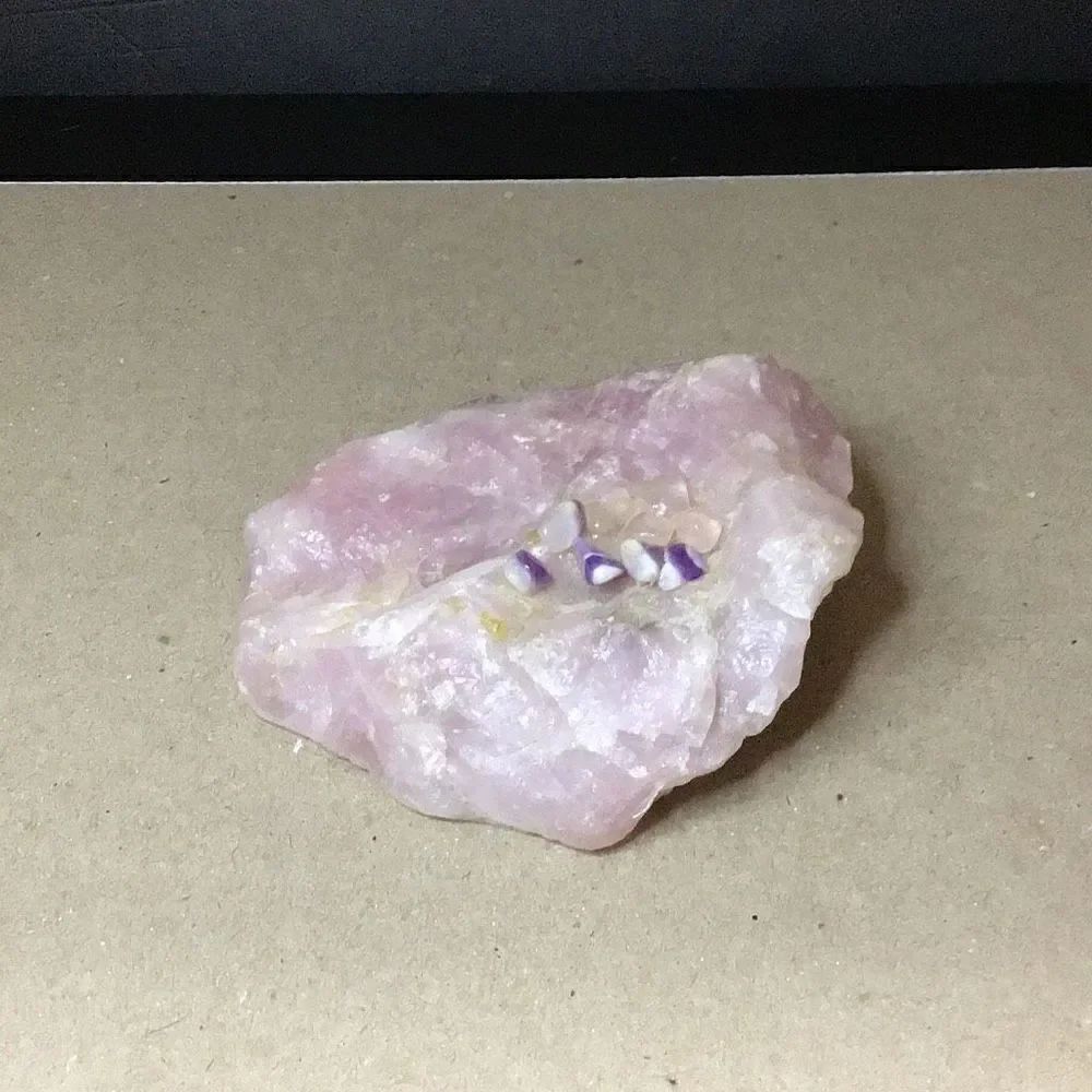Rose, quartz, with. Pieces, chevron, amethyst fixed to it from estate sale 